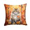 Edge Collections - 14" x 14" - Multicolor - Siberian Cat Fall Leaves Throw Pillow , Machine Washable - 1 Piece
